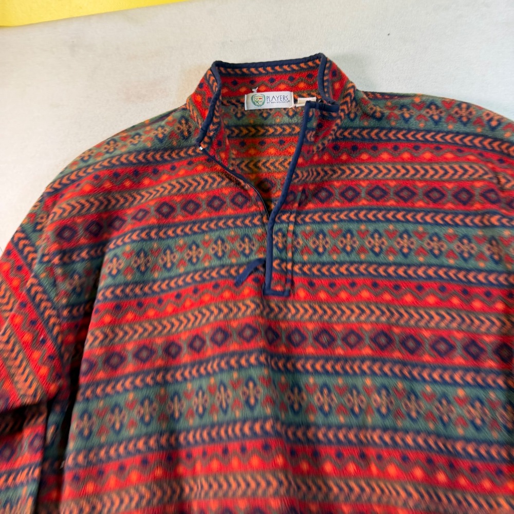 Players by Van Heusen Mens XL Fleece Quarter Zip Southwestern Geometric Pullover